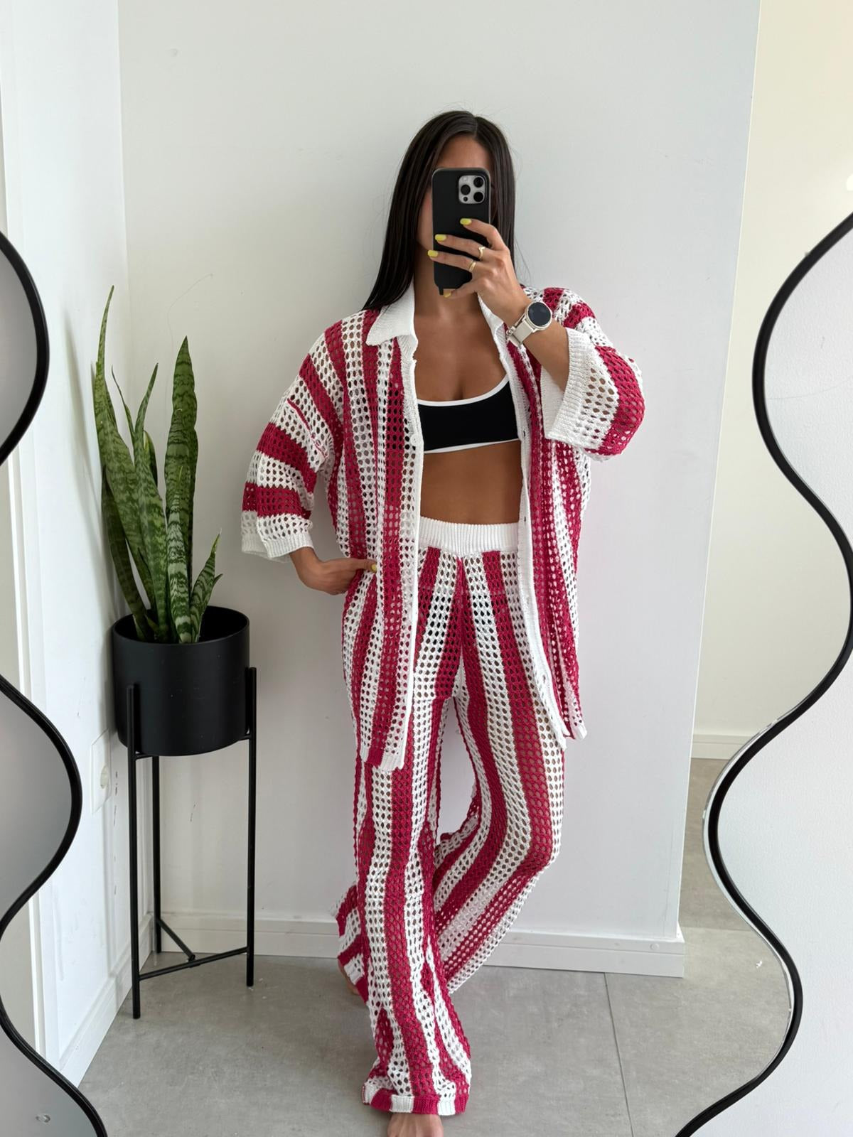 Ensemble coordonné Layla crochet rayé