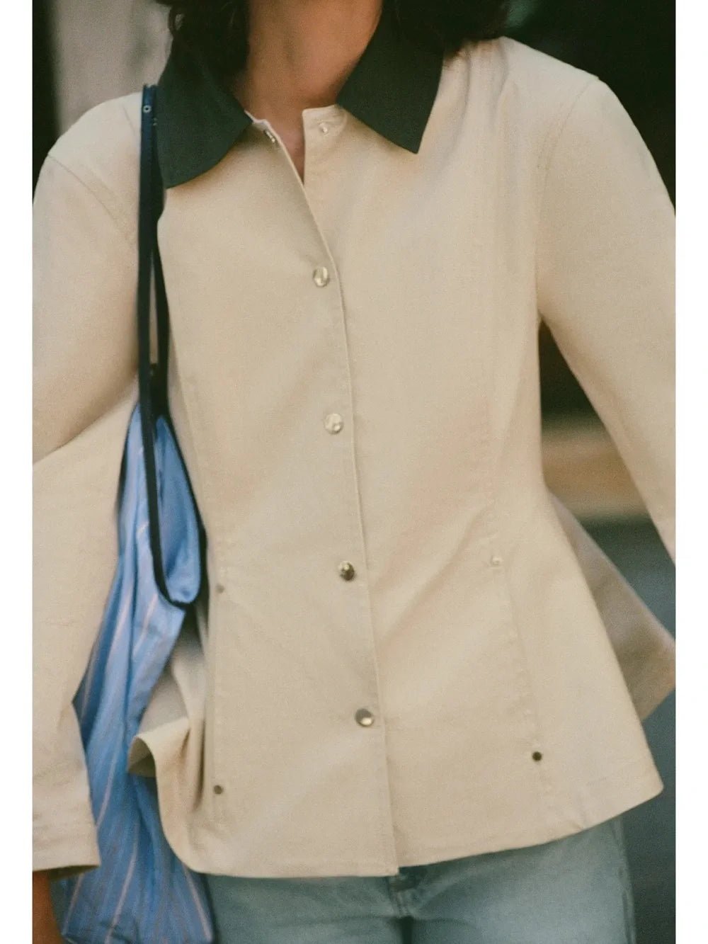 Veste péplum col contrastant Ruth