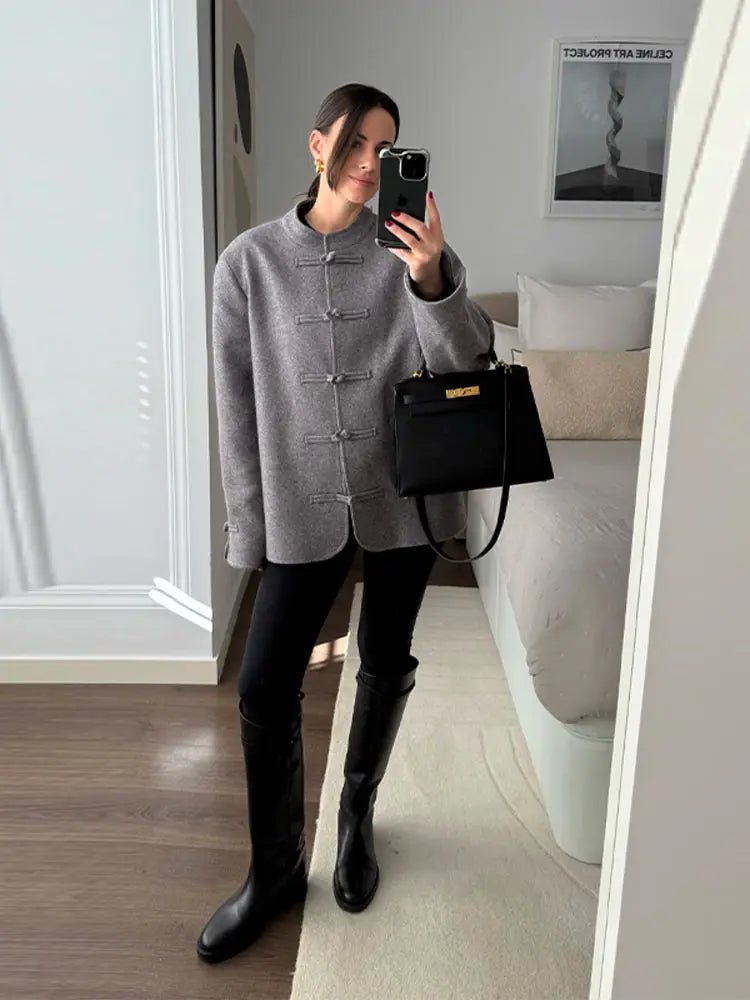Veste Mary à nœuds double face col mandarin