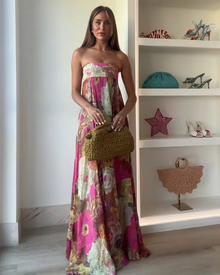 Robe maxi Fern fleurie sans bretelles