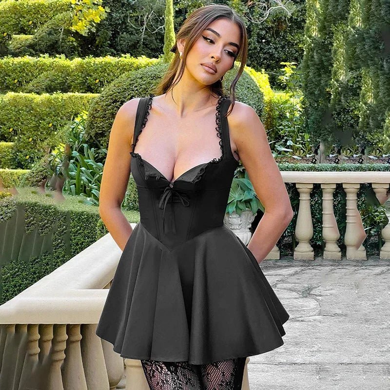 Robe mini rétro à décolleté plongeant Beatrice