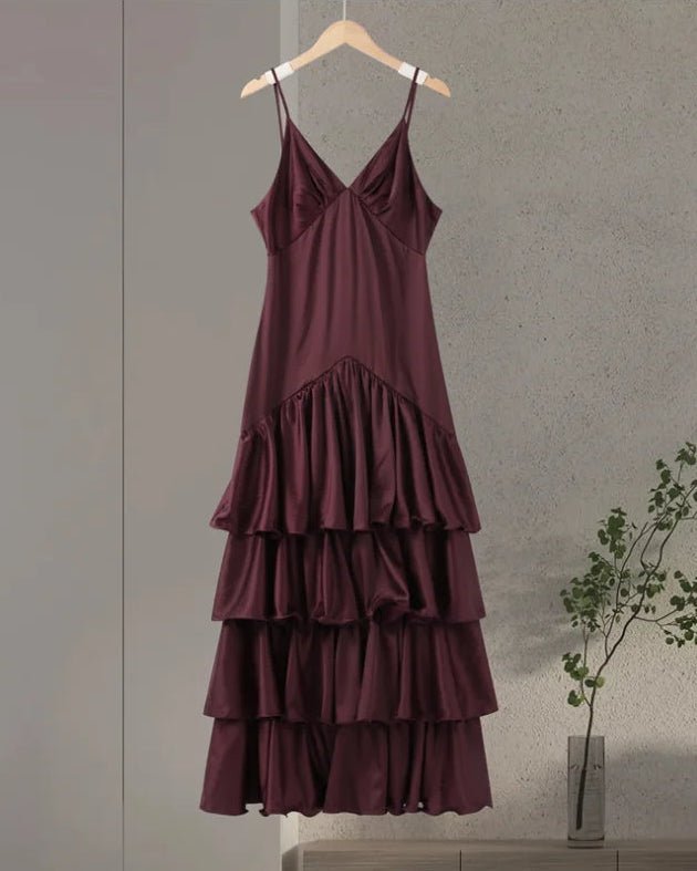 Robe de soirée Blaire à bretelles et volants