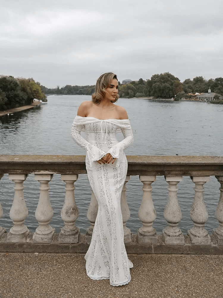 Ivy robe maxi en dentelle épaules dénudées