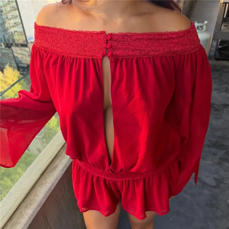 Maialen combishort en mousseline, épaules dénudées