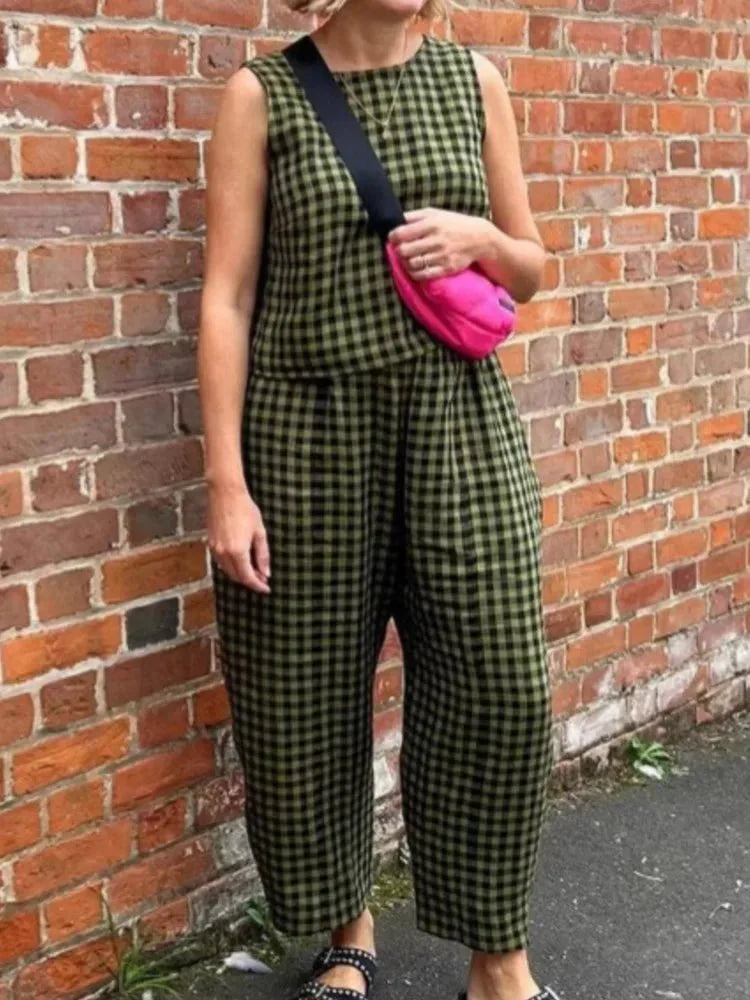 Ensemble Zinnia veste et pantalon à carreaux