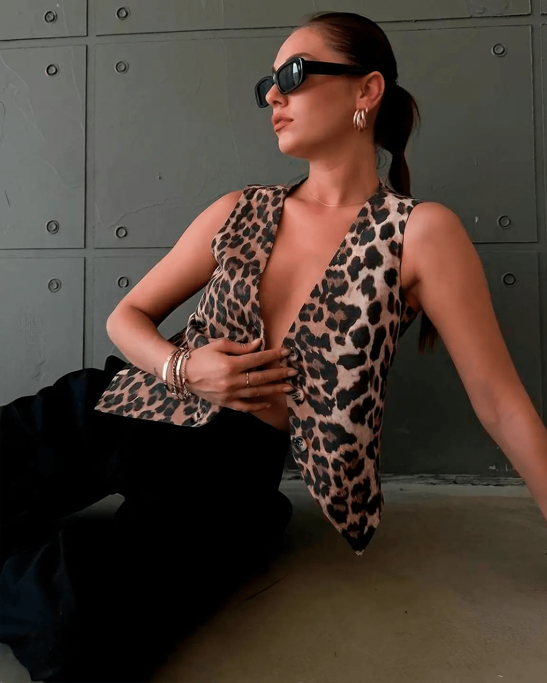 Monica gilet imprimé léopard