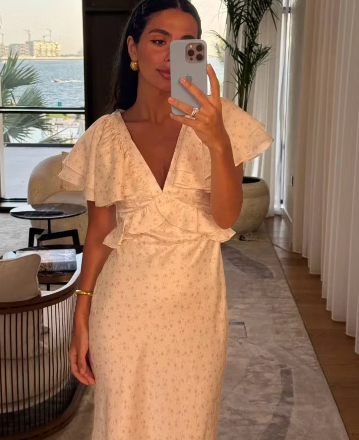 Robe midi Sophia à manches volantées