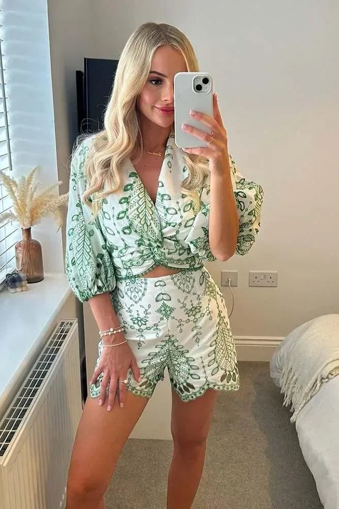 ZEYA - Amy Needlework Shorts Set