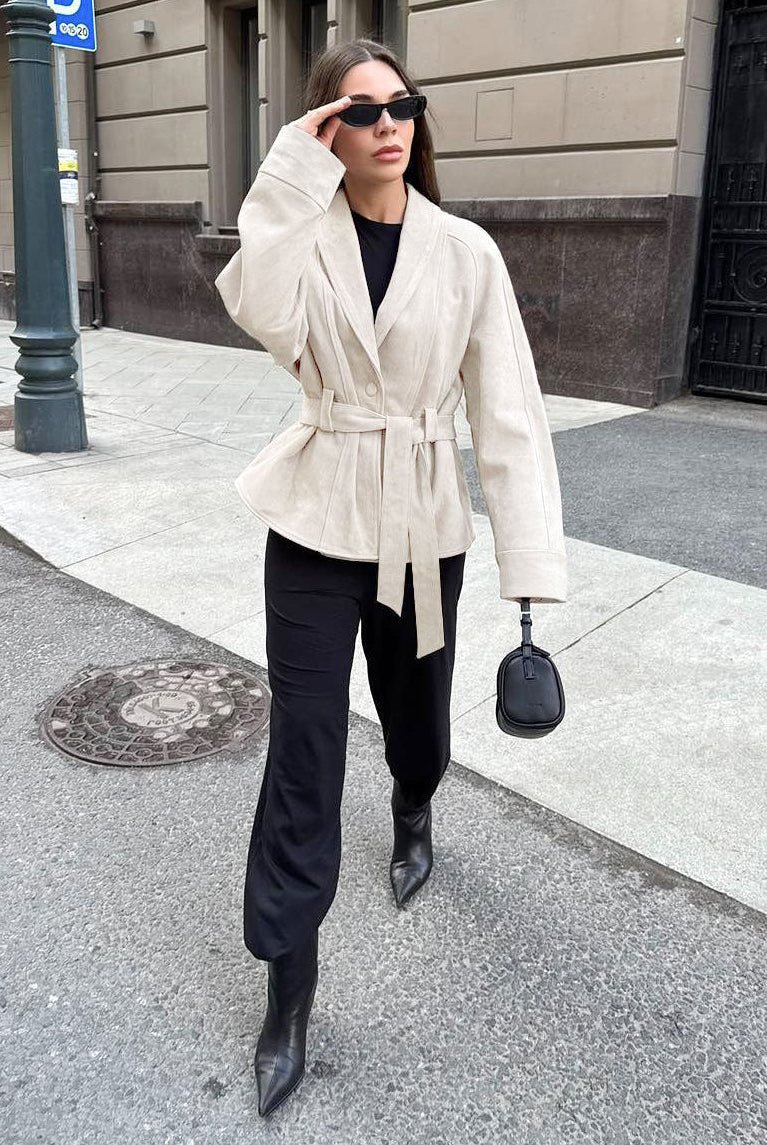 ZEYA - Annie Belted Suede Trench Coat