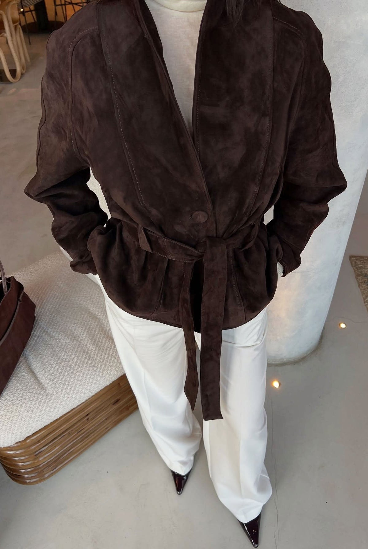 ZEYA - Annie Belted Suede Trench Coat