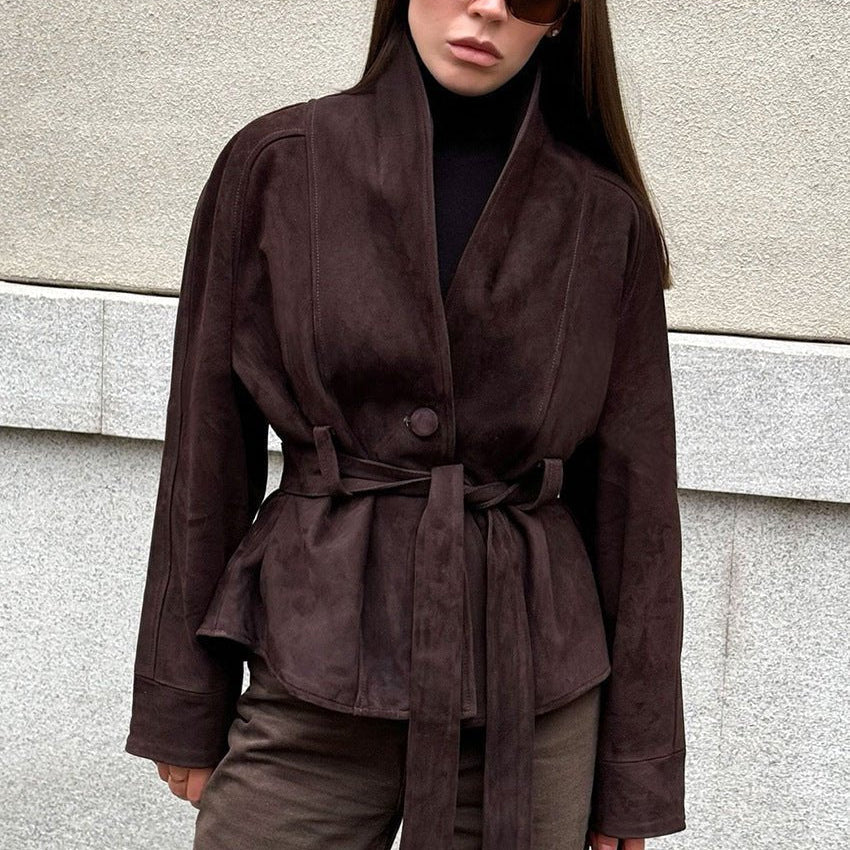 ZEYA - Annie Belted Suede Trench Coat