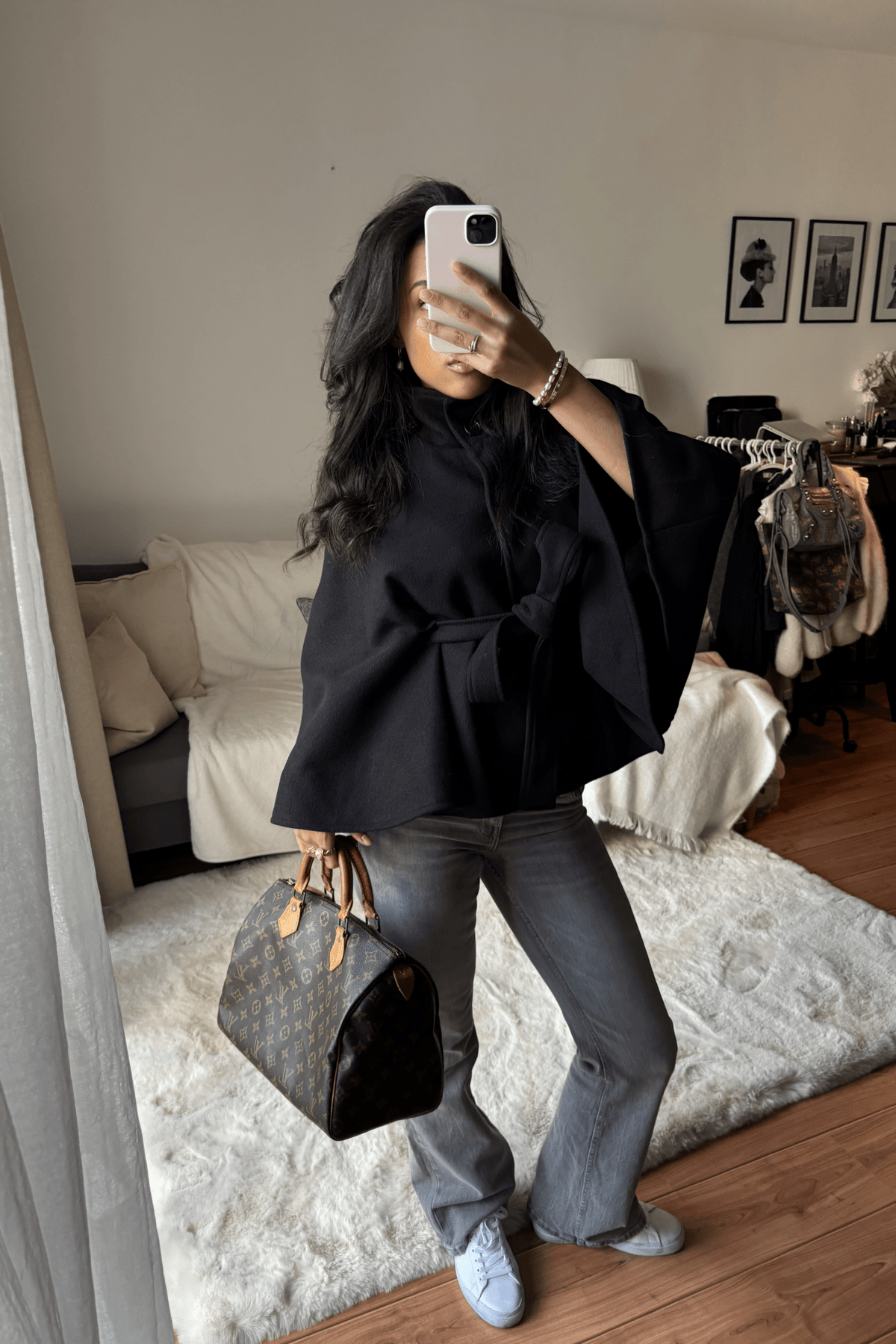 ZEYA - Arianne Elegant High - Neck Belted Cape Jacket