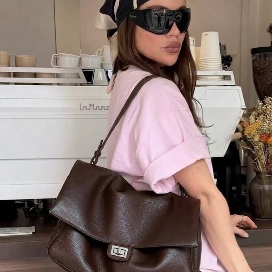 ZEYA - Ava Maxi Flap Leather Shoulder Bag