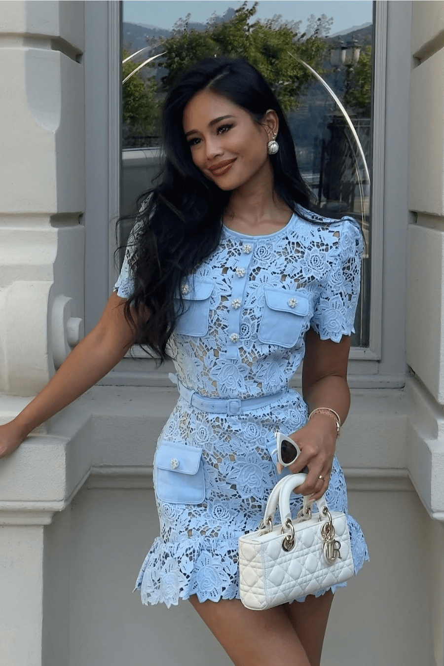 ZEYA - Azure Floral Lace Mini Dress