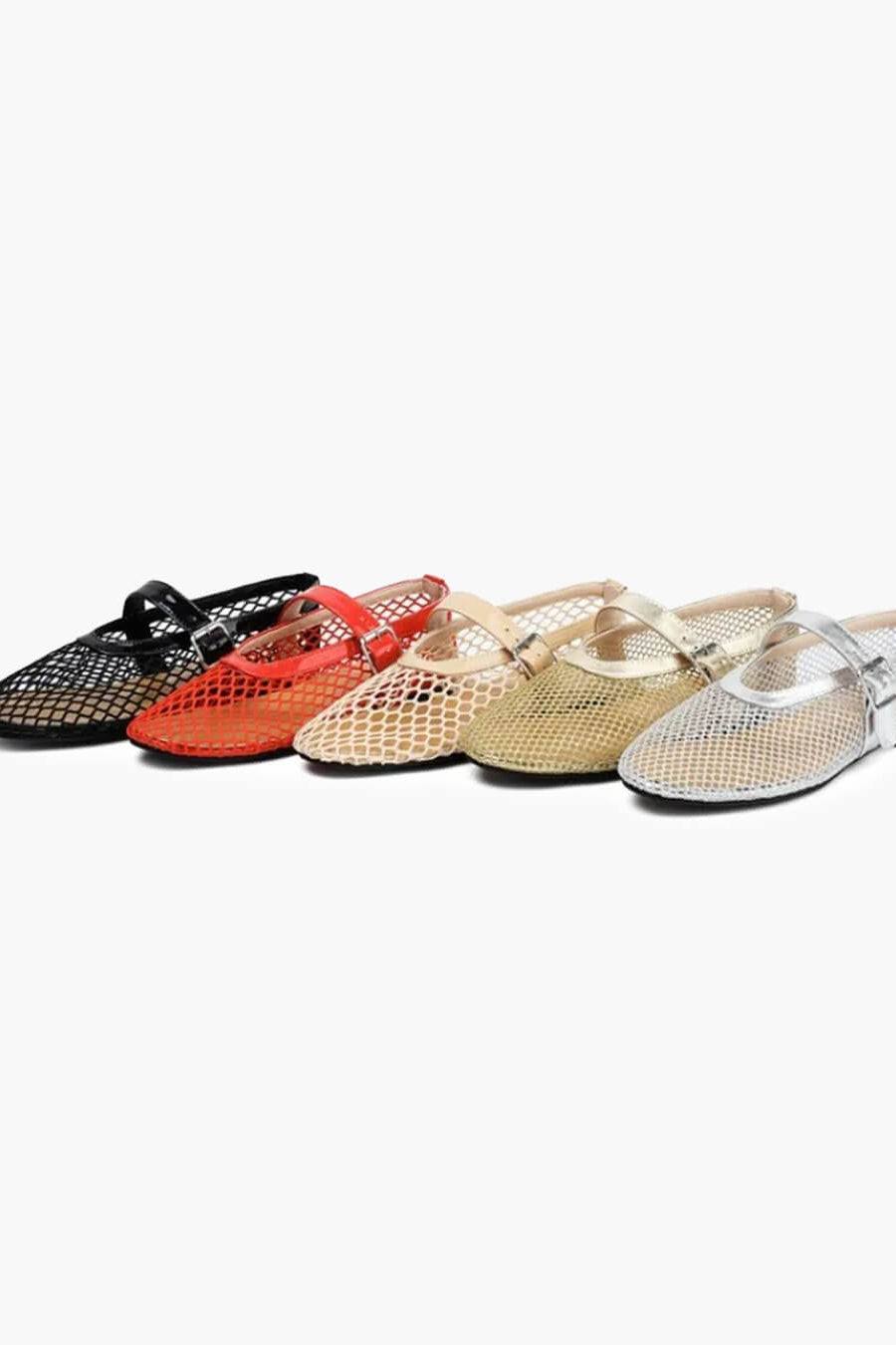 ZEYA - Beatrice Buckled Mesh Ballet Flats