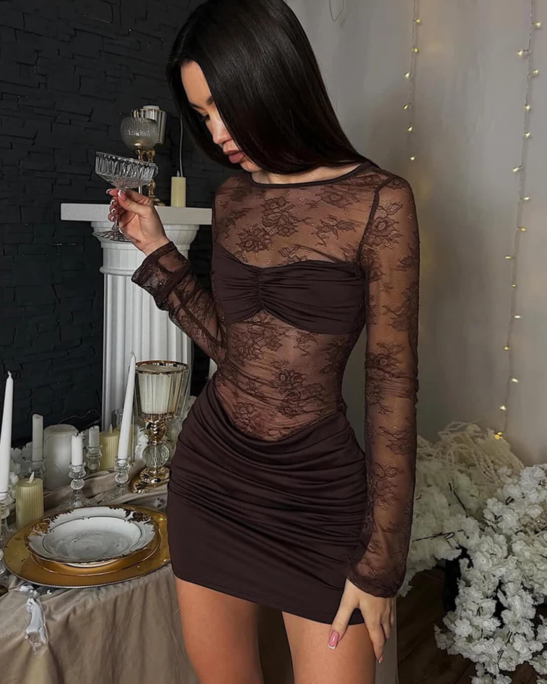 ZEYA - Bianca Backless Lace Mini Dress