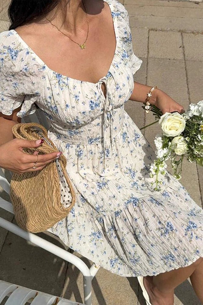 ZEYA - Bianca Floral Lace - Up Mini Dress