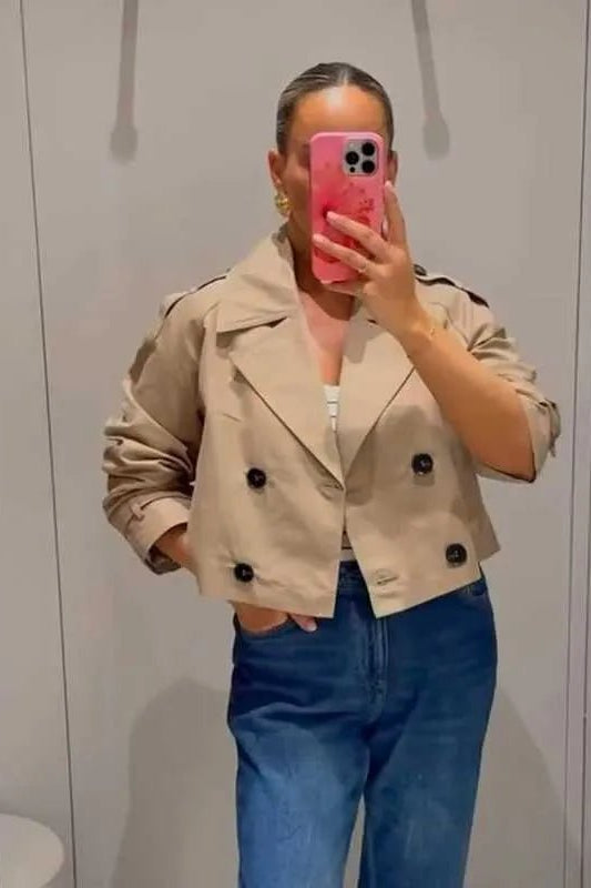 ZEYA - Carla Cropped Double Breasted Trench Coat