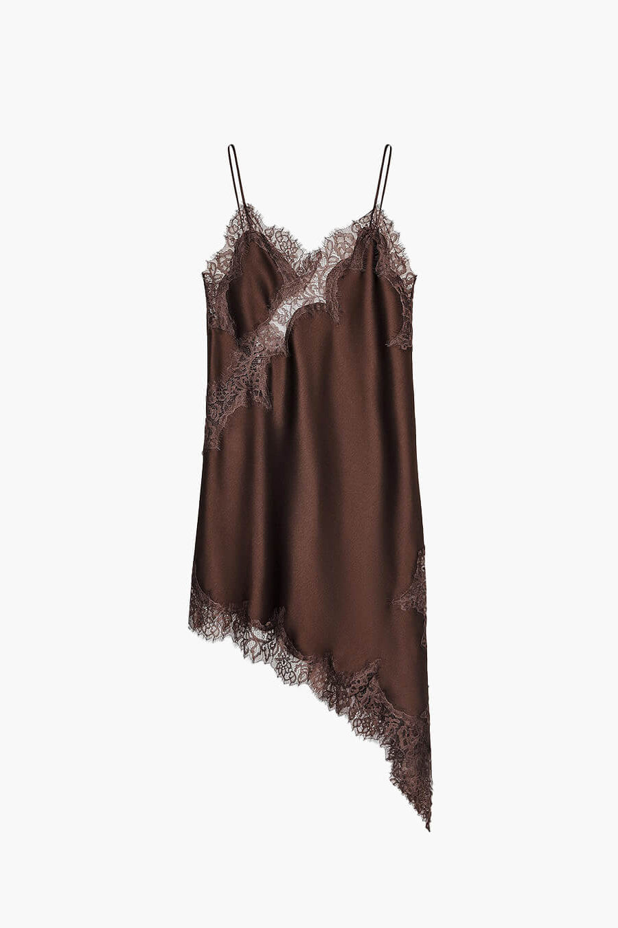 ZEYA - Chiara Asymmetric Satin Lace Midi Dress