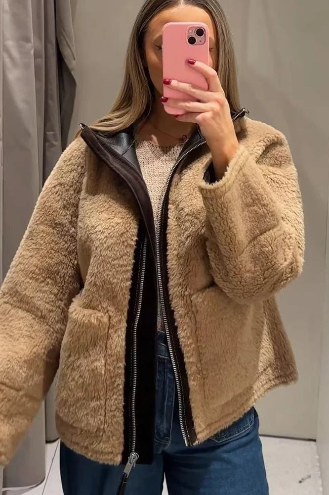 ZEYA - Clara Stand Collar Faux Fur Jacket