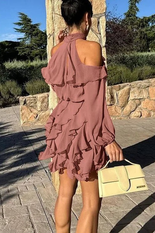 ZEYA - Delfina Halter Tiered Mini Dress