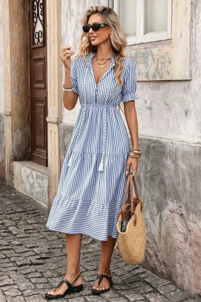 ZEYA - Demetra Striped Tassel Midi Dress
