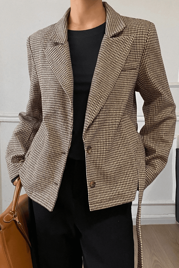 ZEYA - Ellen Houndstooth Plaid Blazer