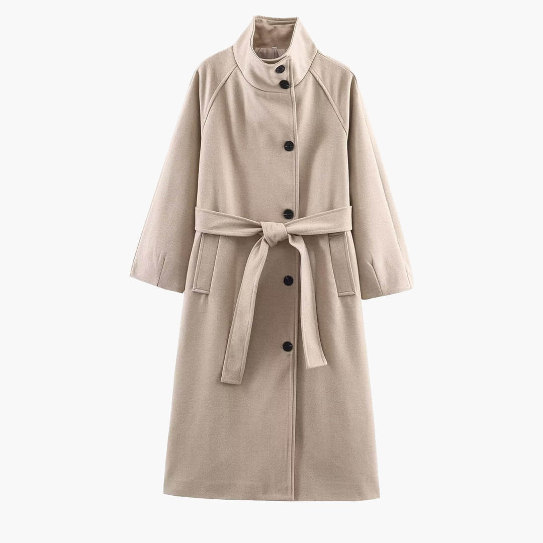 ZEYA - Feline Long Belted High Collar Coat
