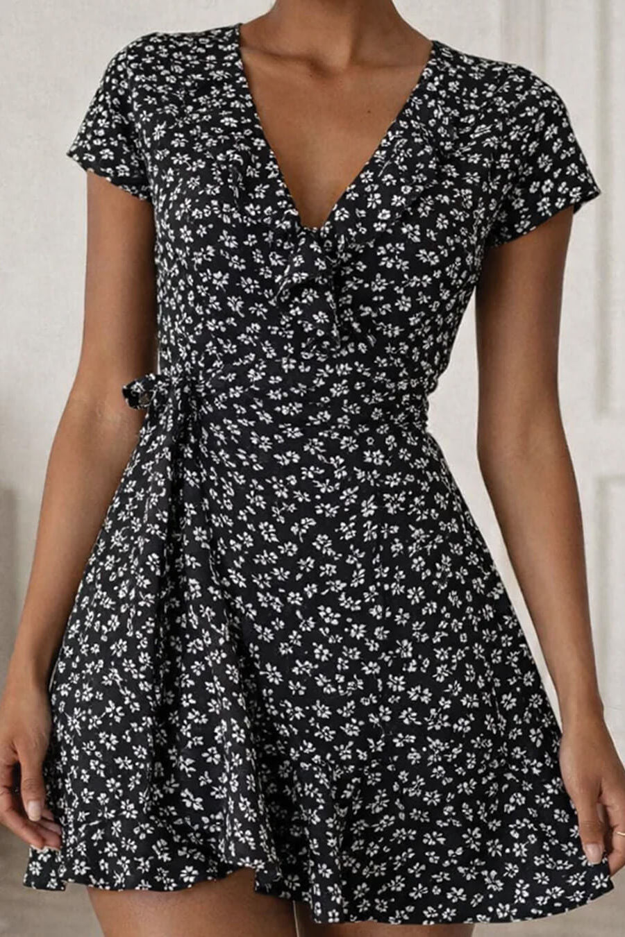 ZEYA - Gabrielle Floral V - Neck A - Line Mini Dress