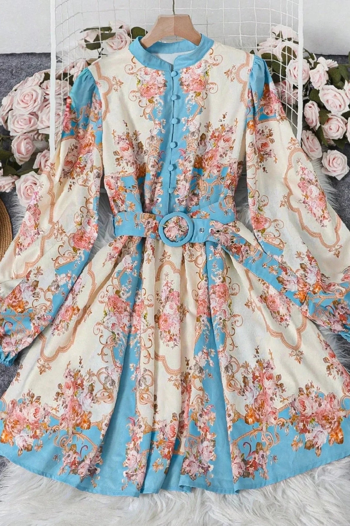 ZEYA - Gianna Belted Floral Midi Dress