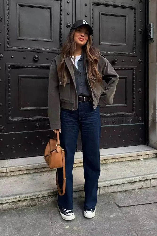 ZEYA - Ginny Suede Pilot Bomber Jacket