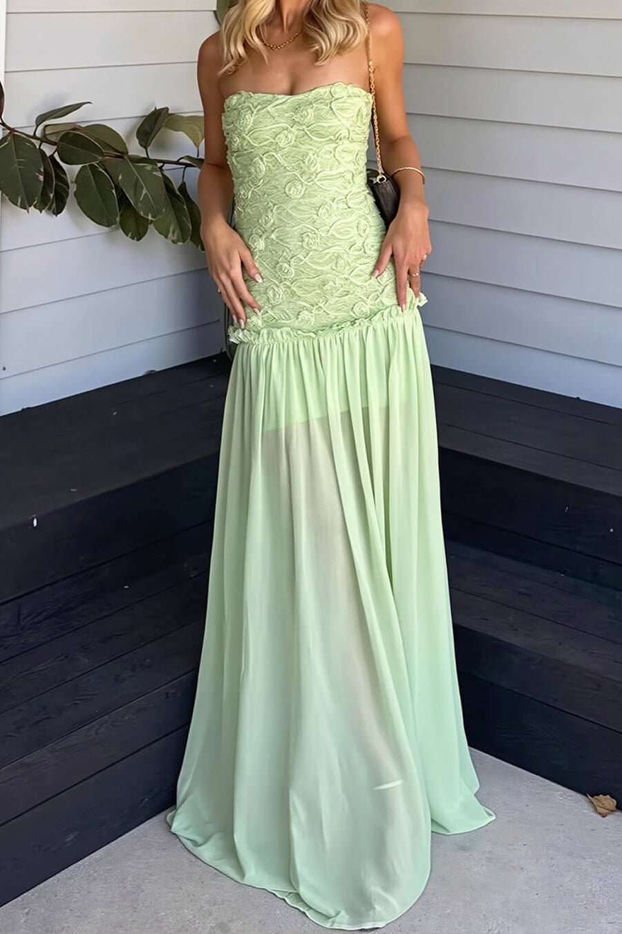 ZEYA - Goldie Strapless Floral Lace Maxi Dress