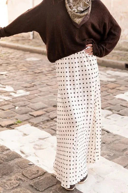 ZEYA - Halia Polka Dot Satin Maxi Skirt