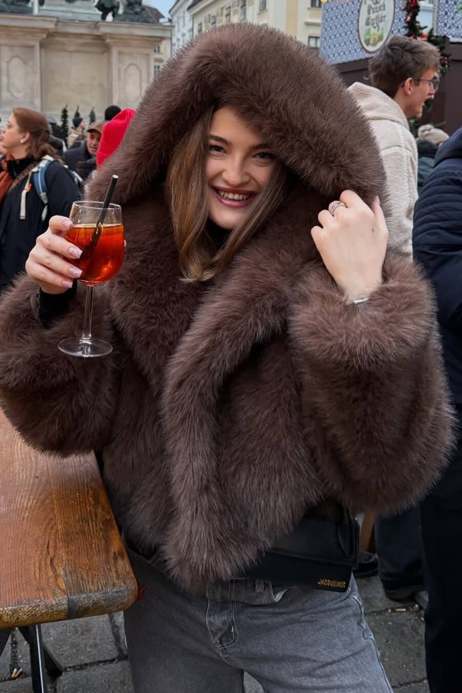 ZEYA - Hannah Faux Fur Hooded Short Coat