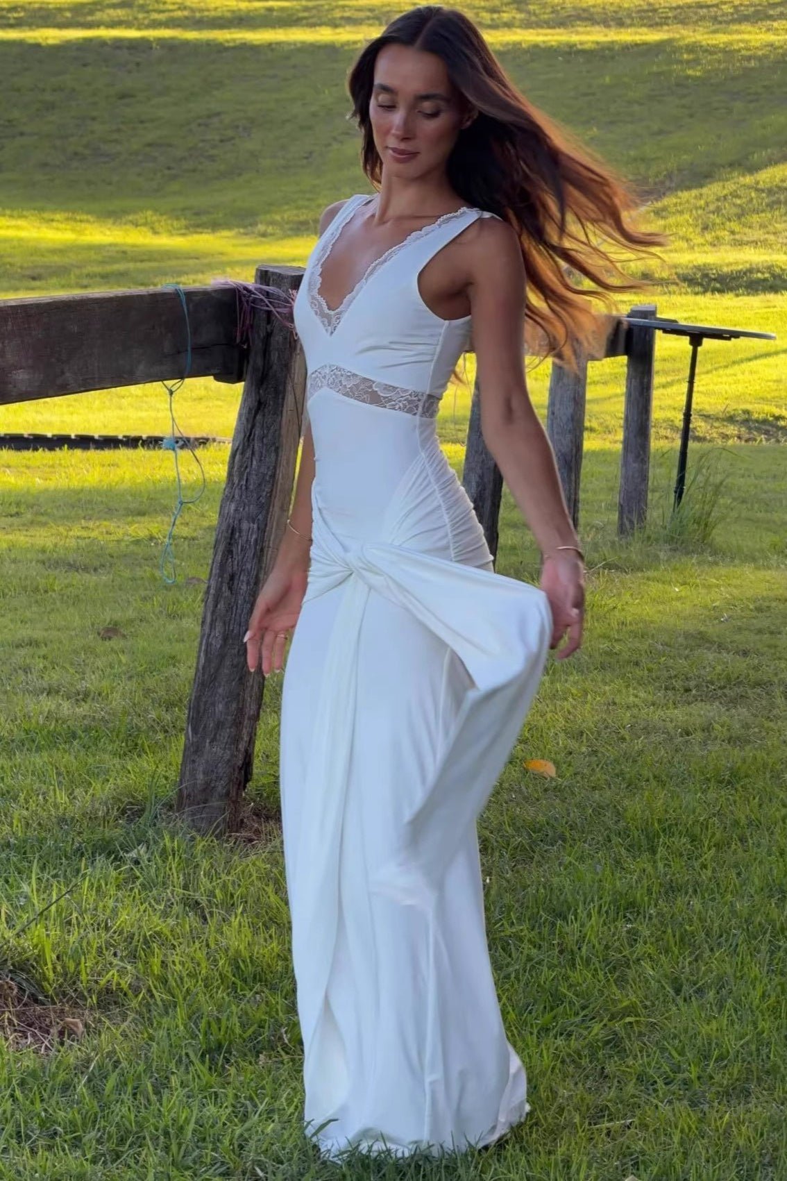 ZEYA - Ilaria Lace Panel Tie Strap Maxi Dress