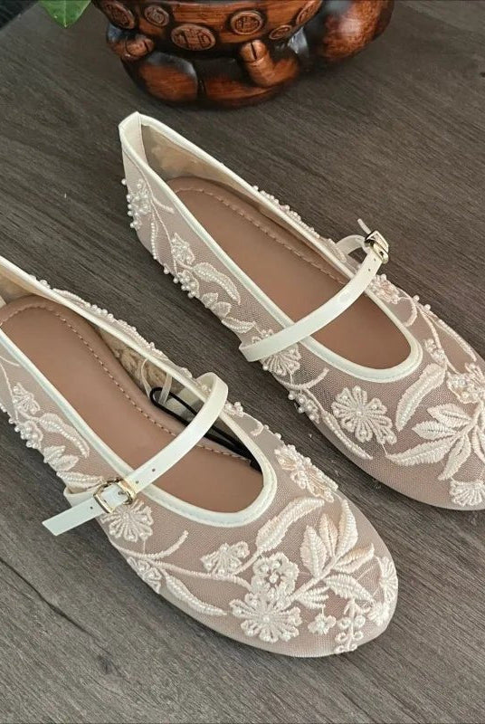 ZEYA - Jenny Beaded Mesh Ballet Flats