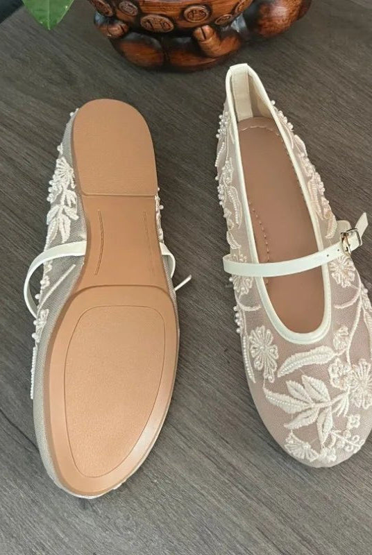 ZEYA - Jenny Beaded Mesh Ballet Flats