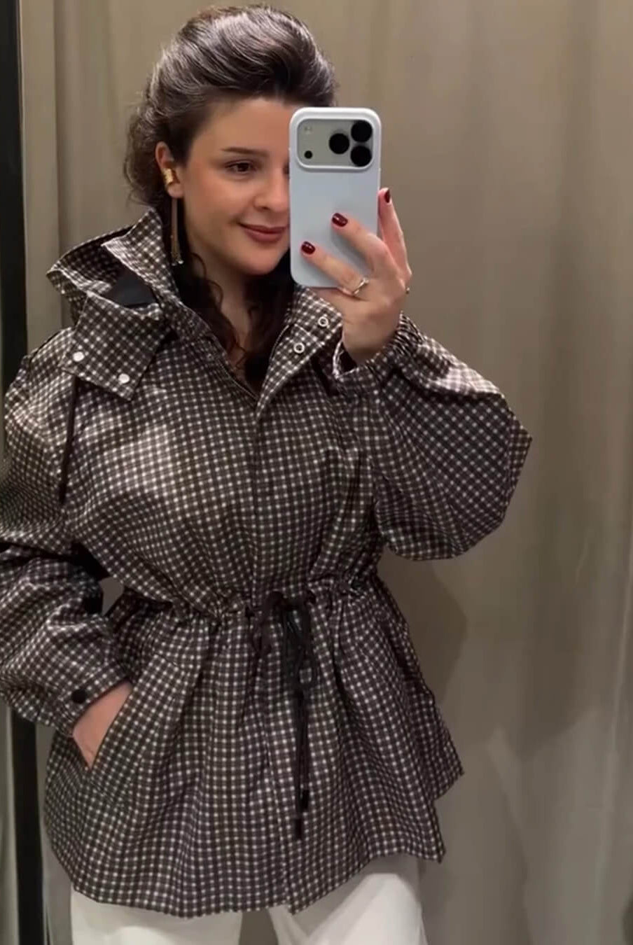 ZEYA - Jenny Plaid Hooded Windbreaker Jacket
