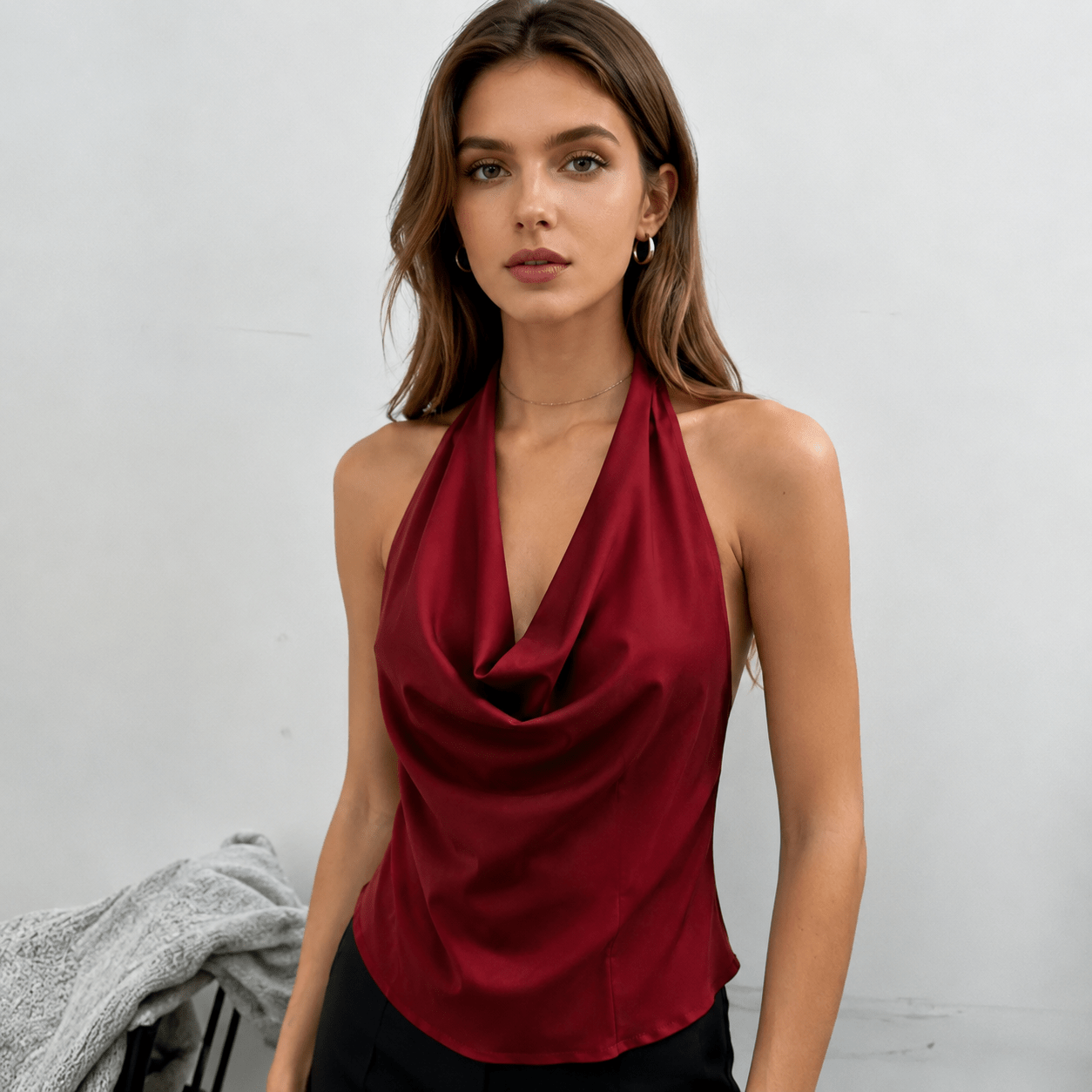 ZEYA - Jeriza Deep V-Neck Halter Tank Top