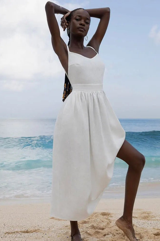 ZEYA - Joanna Backless Tie-Strap Midi Dress