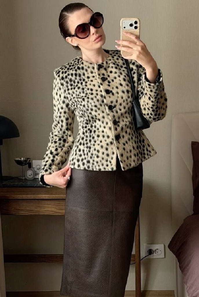 ZEYA - Katie Leopard Faux Fur Cropped Jacket