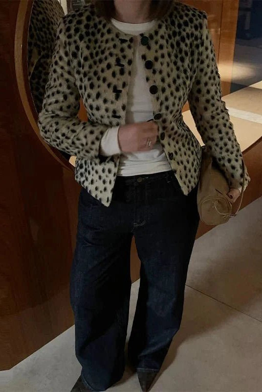 ZEYA - Katie Leopard Faux Fur Cropped Jacket