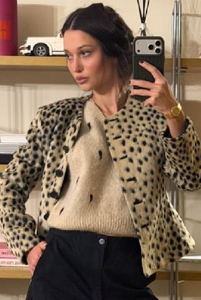 ZEYA - Katie Leopard Faux Fur Cropped Jacket