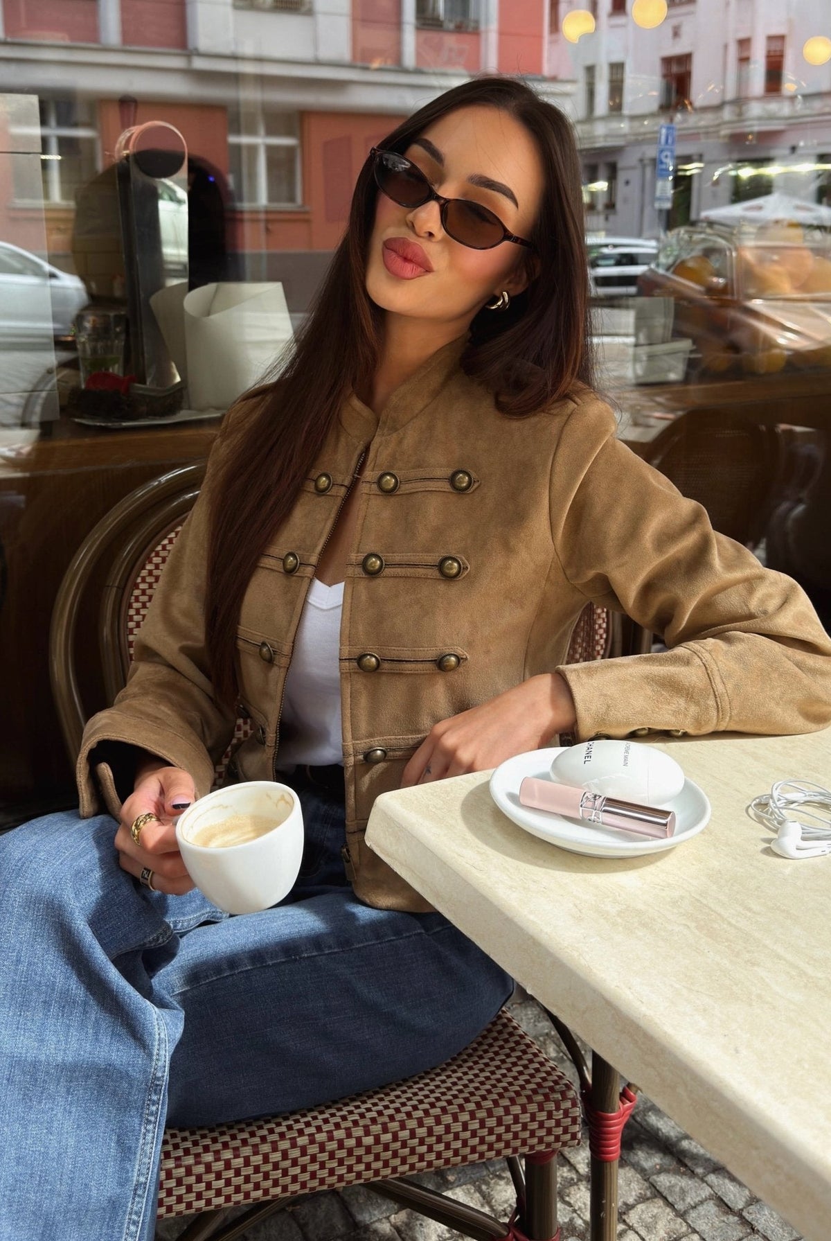 ZEYA - Kelly Faux Suede Napoleon Slim Jacket