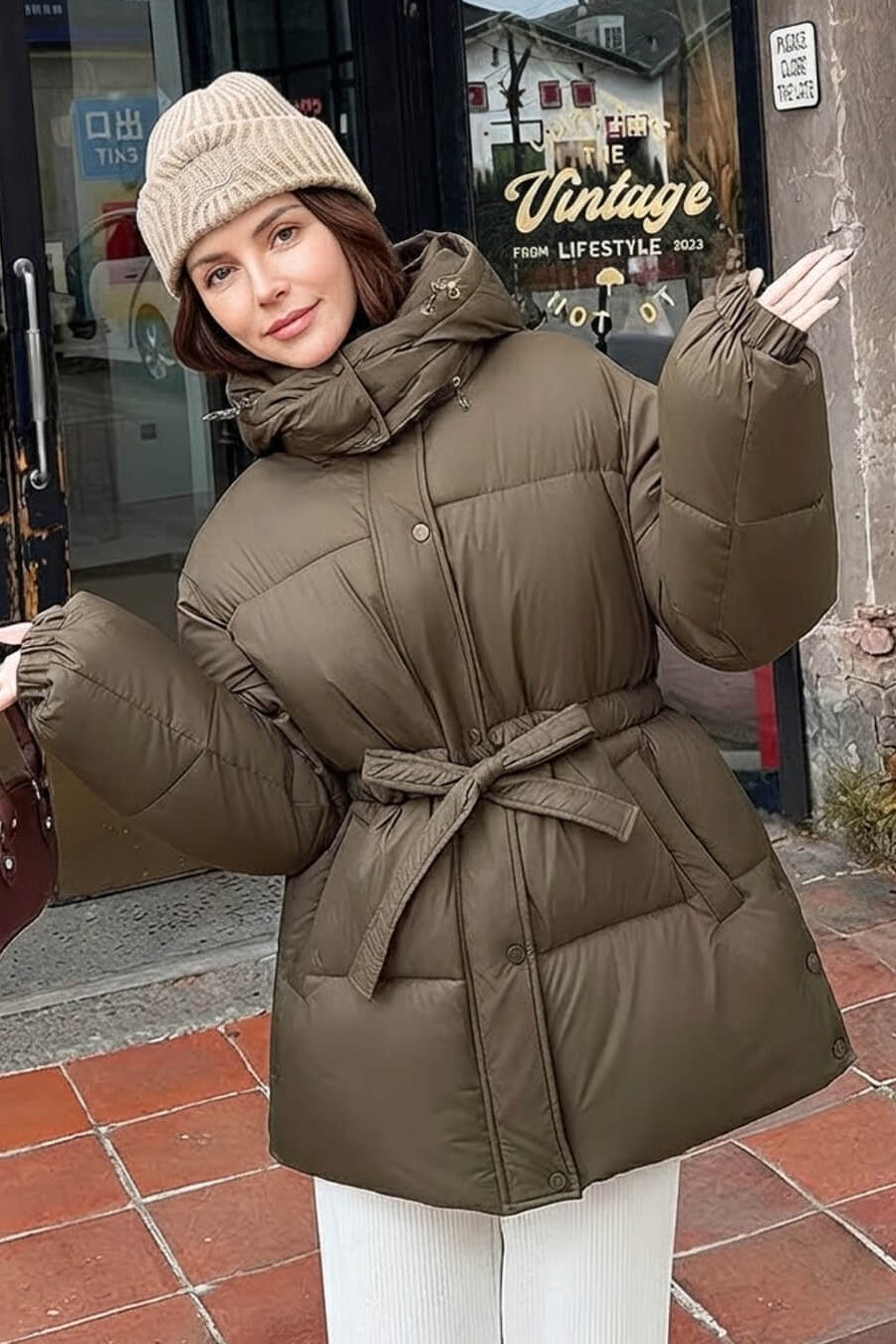 ZEYA - Lani Lace Up Hooded Coat