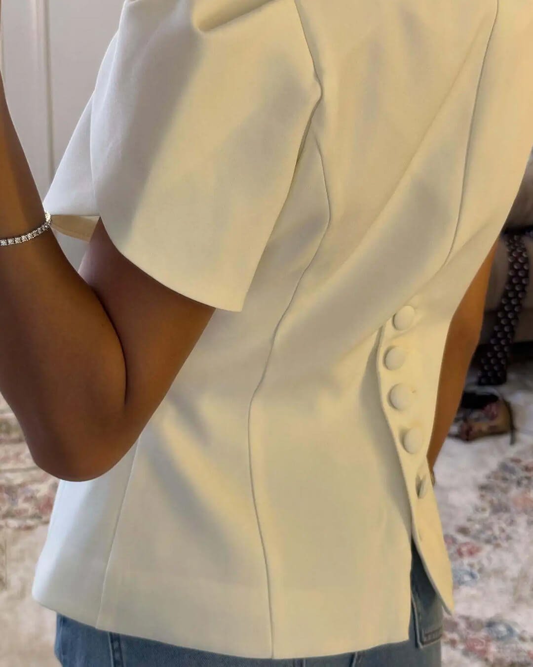 ZEYA - Leah Button Front Stand Collar Top