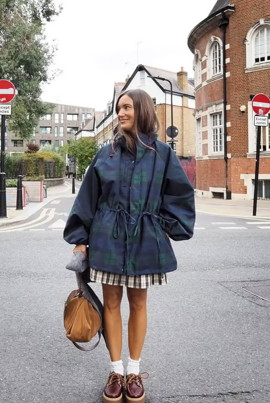 ZEYA - Linda Oversized Plaid Lace-Up Jacket