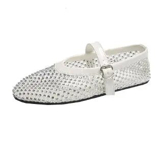 ZEYA - Marilyn Rhinestone Mesh Flat Shoes