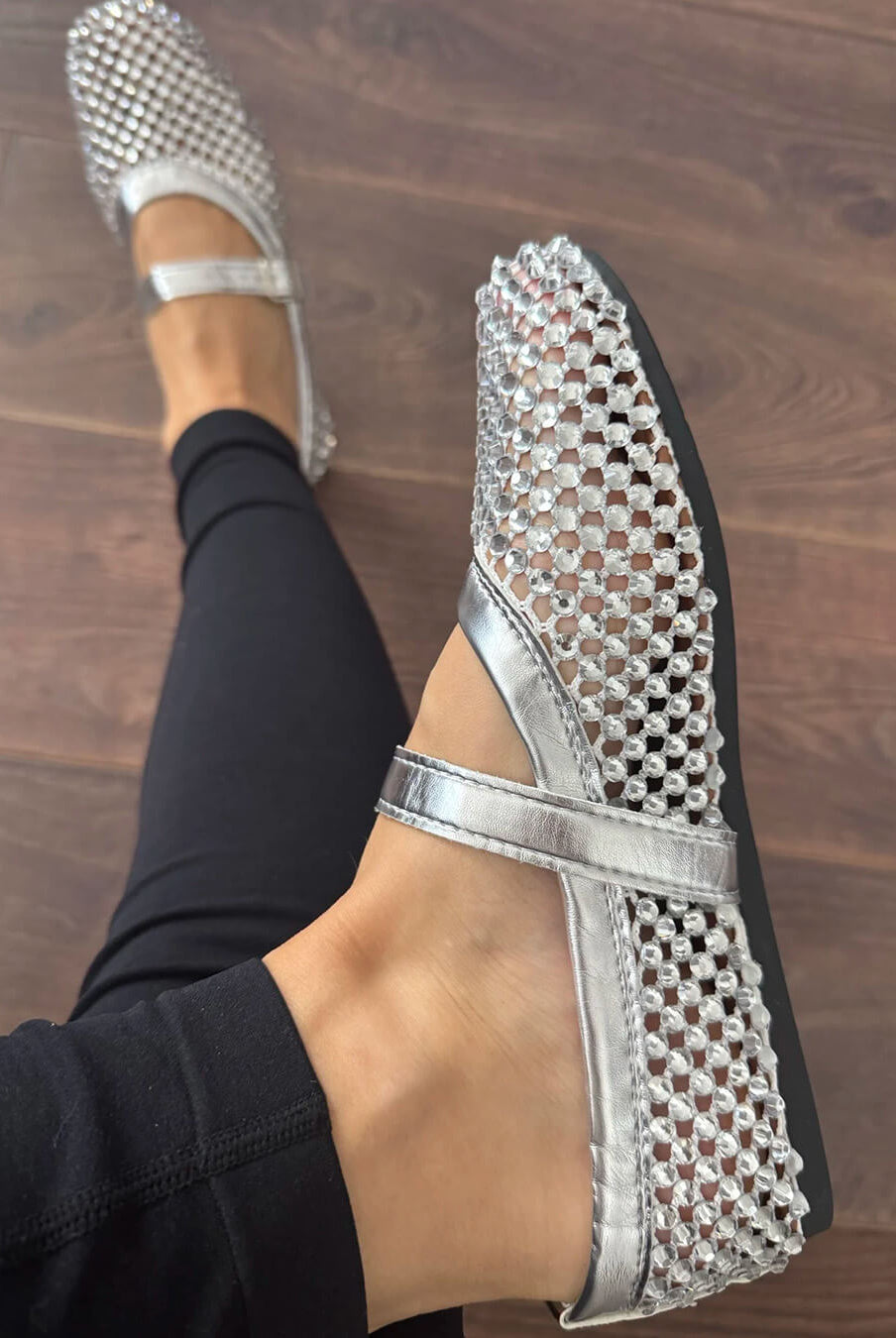 ZEYA - Marilyn Rhinestone Mesh Flat Shoes