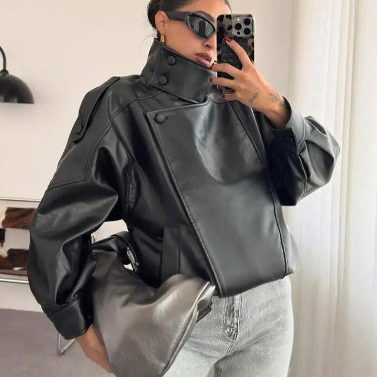 ZEYA - Marnie Black Vegan Leather Moto Jacket